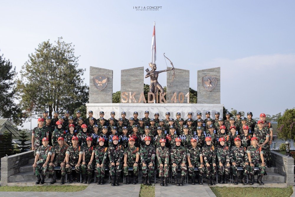 Personel Skadik 401 di depan gedung markas